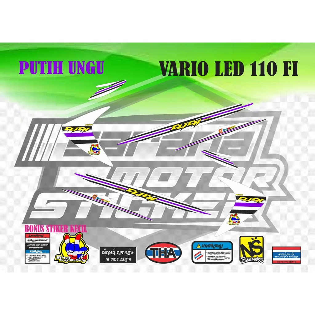 STIKER STRIPING DECAL VARIASI HONDA VARIO LED 110 FI BENDERA THAILAND