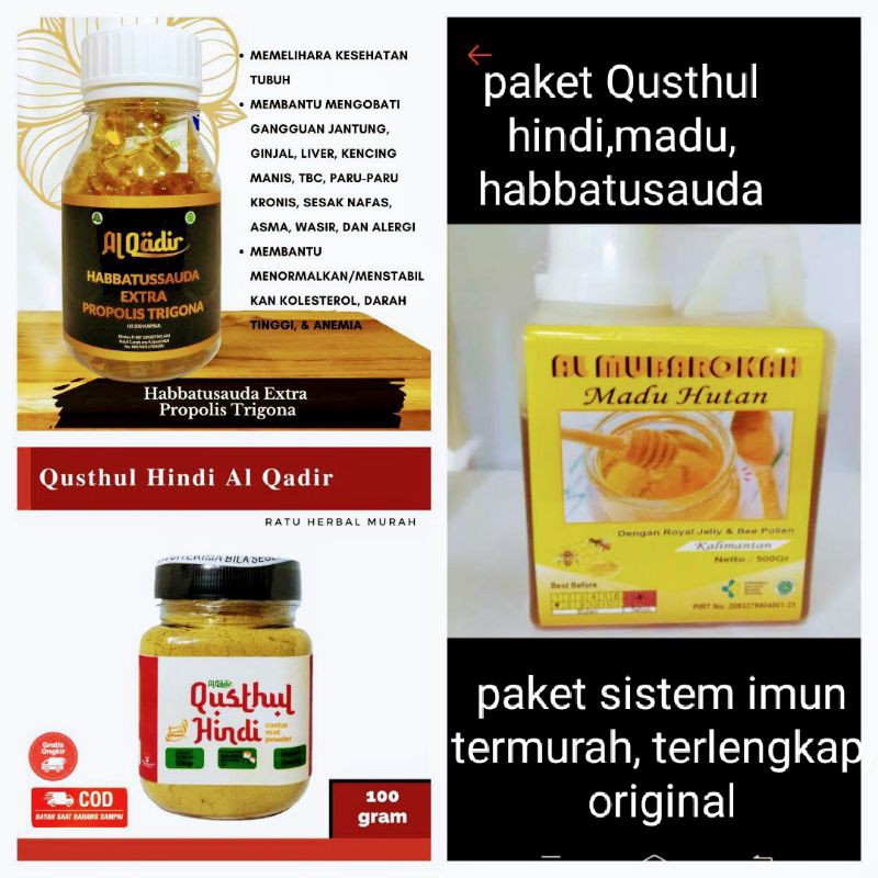 Promo paket sistem imun Qusthul hindi madu habbatusauda extra propolis