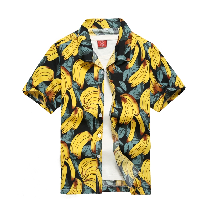 lengan pendek pisang motif hawaii  baju  pantai cepat kering 
