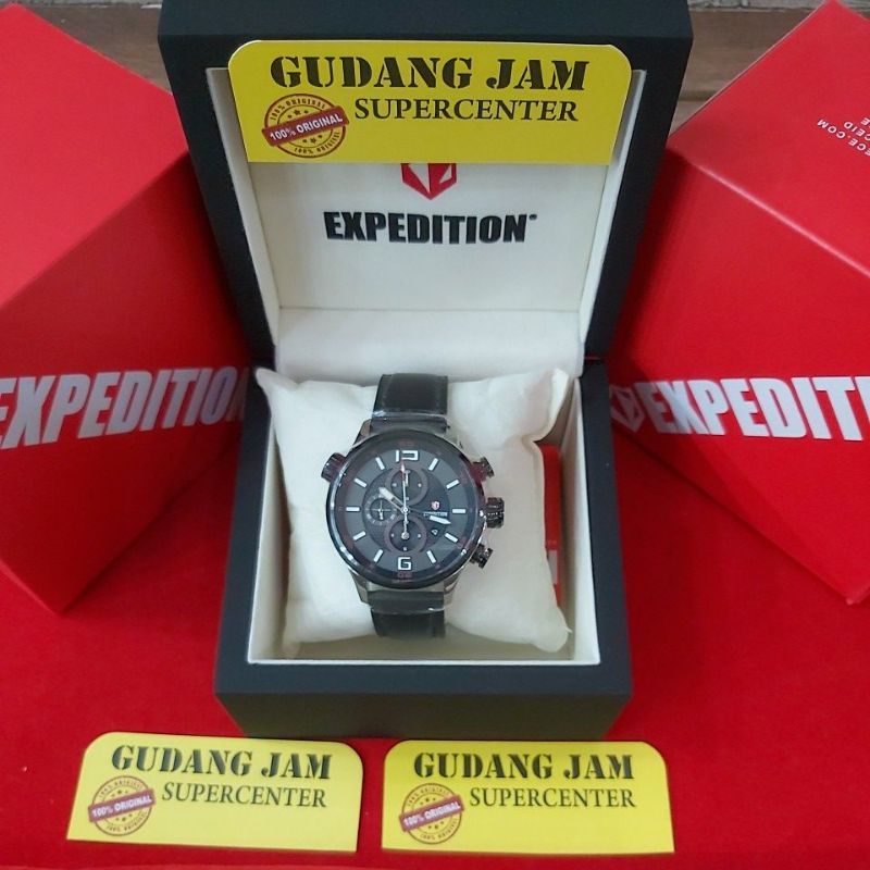 Jam Tangan Pria Expedition E 6768 M E6768M E6768 M E 6768M Black Silver Leather