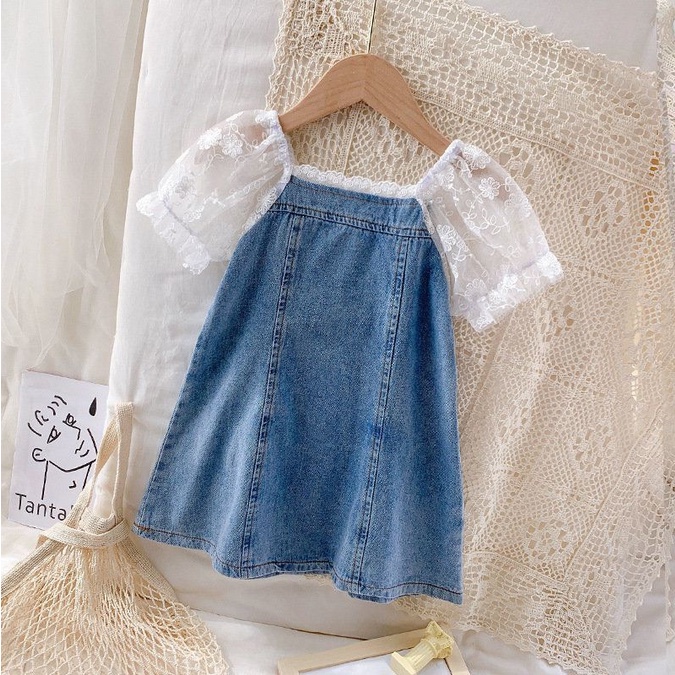 CHUBBI 134 Dress Anak Perempuan Jeans Sleeve Lace