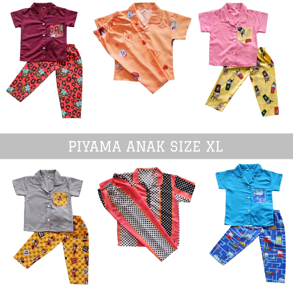 IZANY Piyama Anak SIZE XL Banyak Motif Saten Apple