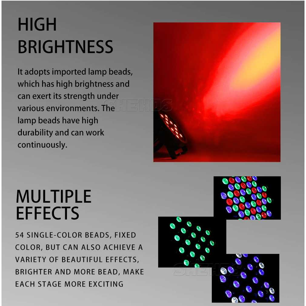 Lampu Par 54 x 3W Lighting Panggung DMX 512 port RBGW 54x3W LED Par Light RGBW Disco DJ Wash Light Equipment DMX 512 LED Uplights Strobe Stage Lighting Effect Light LED LED Flat Par 54x3W RGB Color Lighting Strobe DMX Controller For Disco DJ Music Party