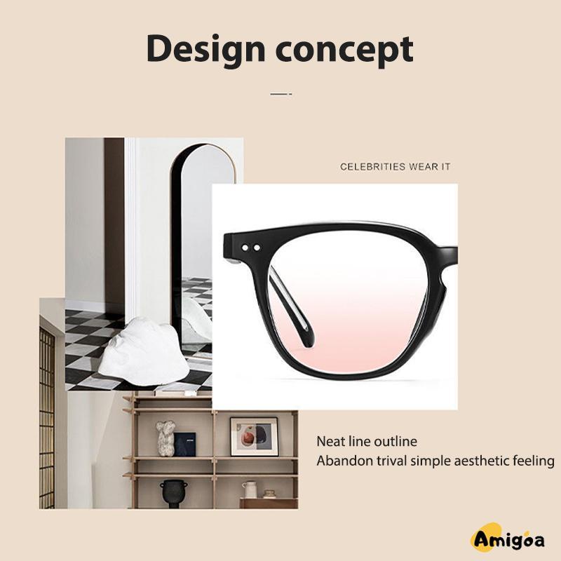 Gradient Pink Blush Glasses Wanita Trendi Wajah Bulat Kacamata Bingkai Hitam untuk Foto - AG2