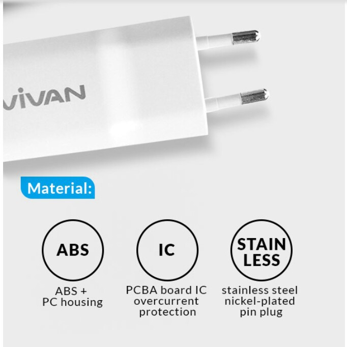 VIVAN charger 2 usb ports 2.4A adaptor charger VIVAN DD01