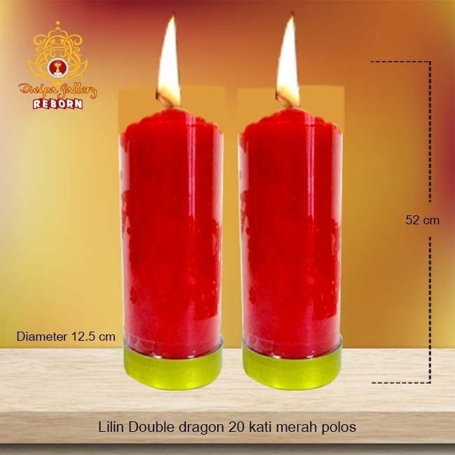 Lilin/Candle Puja Sembahyang Double Dragon 20 Kati Merah Polos