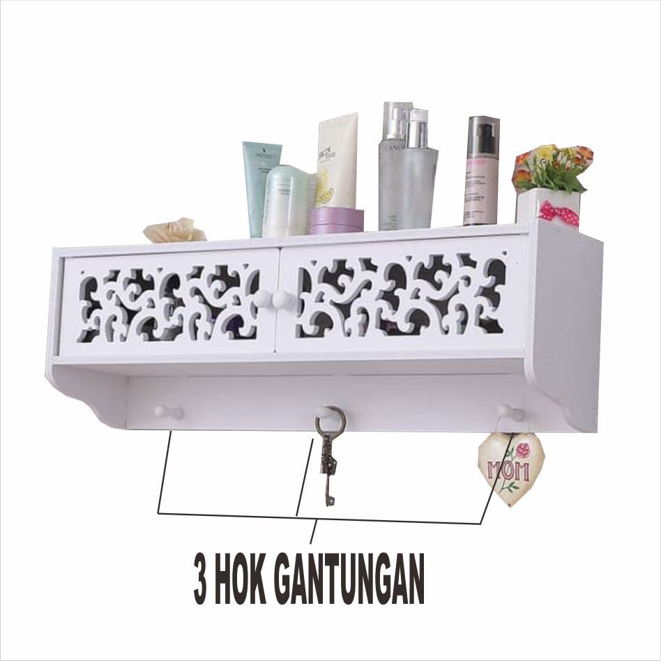 Queen_Fashions Rak Gantung Serba Guna Storage Desktop 3 Hook Gantungan 1359