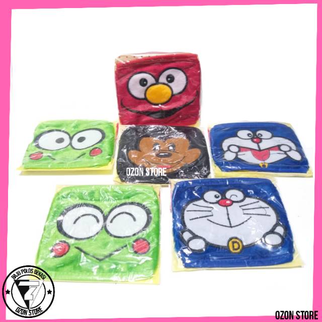 Masker busa bordir motif karakter lucu imut berbulu halus dan lembut