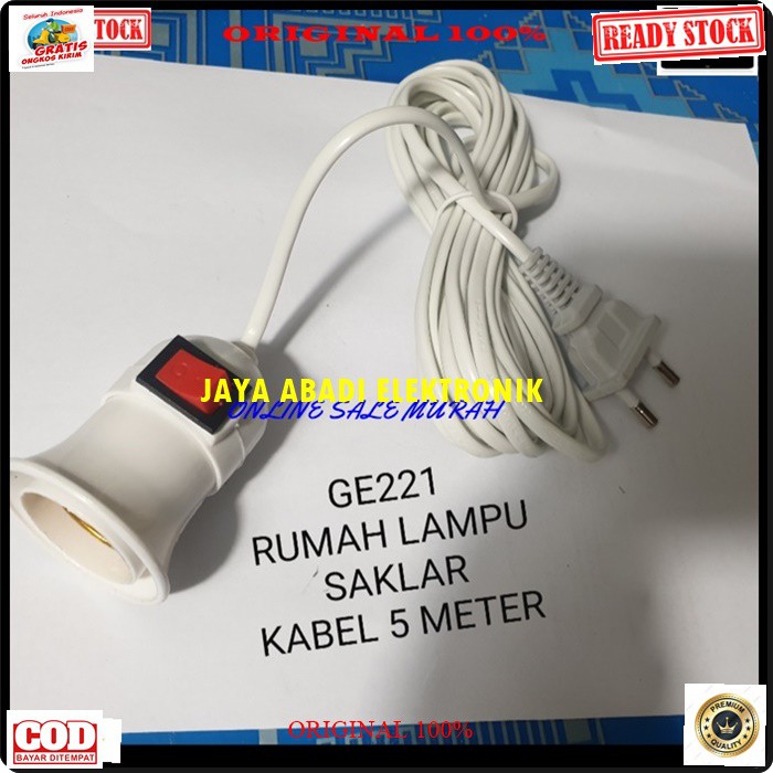 G221 ORIGINAL SAMBUNGAN SAKLAR RUMAH LAMPU 5 METER COLOKAN BOHLAM FITING KEPITING BILD BOHLAM LED TES COLOKAN STOP KONTAK LISTRIK SETRUM BULB LAMP TIDUR BELAJAR ADA SAKLAR ON OFFNYA JADI LEBIH MUDAH DAN PRAKTIS SUDAH DITES SEBELUM KIRIM