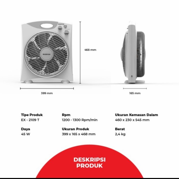 Kipas Maspion Box Fan EX 2109T 12 inch