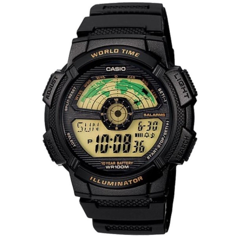 Jam Tangan Pria Casio ILLUMINATOR WORLD TIME AE-1100W (ORIGINAL)