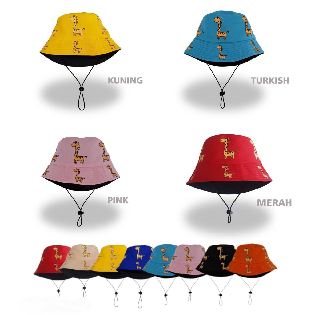 Topi Bucket Anak Karakter Jerapah - Topi Anak - Bucket Anak - Topi Bucket Anak Laki-laki Anak Peremp