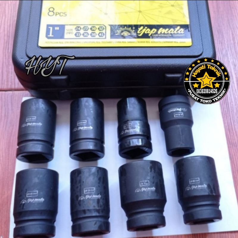 KUNCI RODA KUNCI RING PAS TJAP MATA IMPACT SOCKET SET 1 IN 8 pcs
