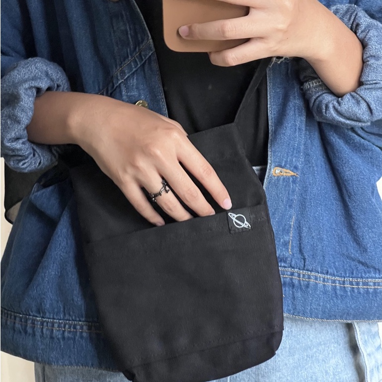 MINI CANVAS BAG POCKET/ DUA RUANG Slingbag Mini ada Saku