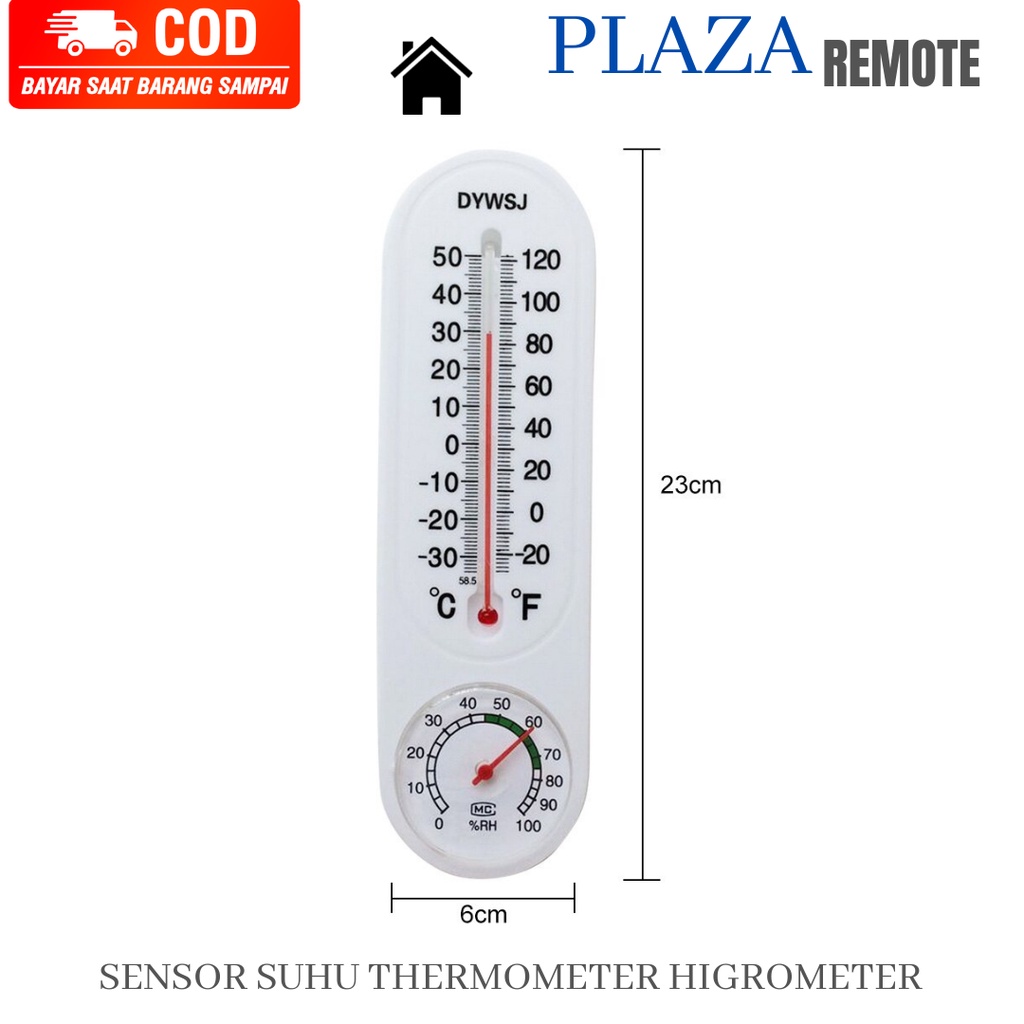 WALL THERMOMETER TEMBOK DINDING ALAT PENGATUR SUHU RUANGAN HYGROMETER 9 INCH