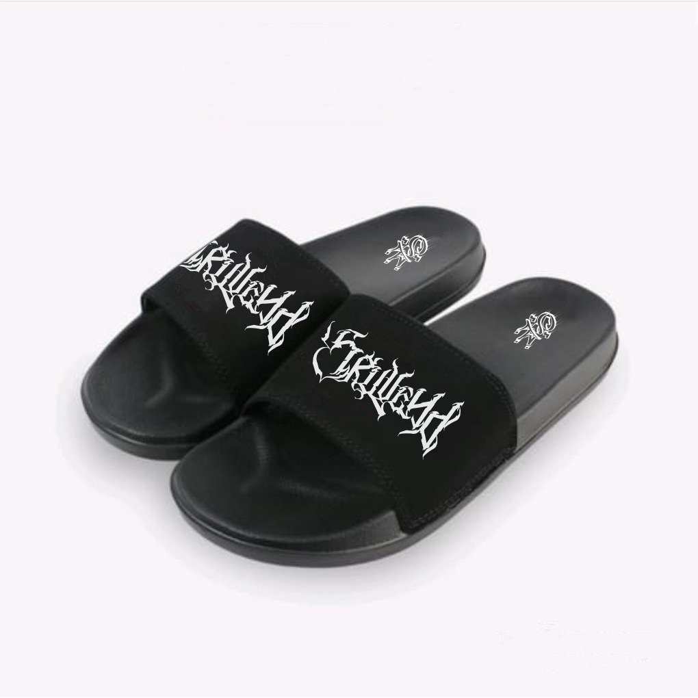 SKULLEND - Black Sandals Slide On / Sandal Slop Pria Terbaru 2022