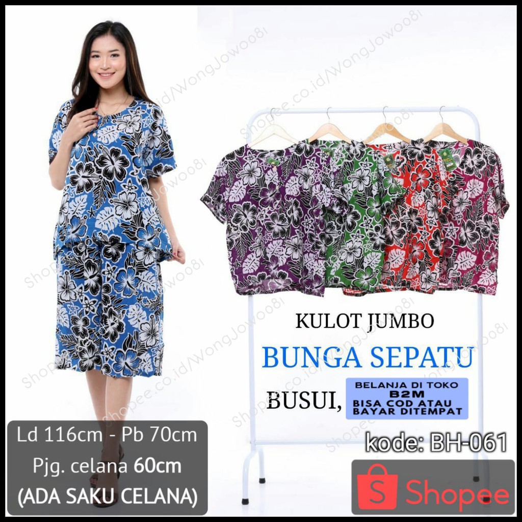 Baju Setelan Kulot Jumbo  - Stelan Kulot Jumbo - Kulot Jumbo Bunga Sepatu Kode: BH-061 - Toko B2M