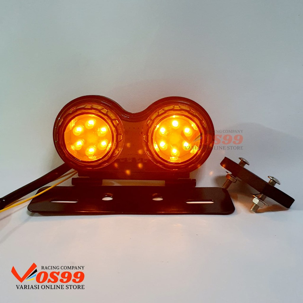 Lampu Stop Rem Motor Klasik Tralis 2 Led Stoplamp Grill Japstyle lampu Stop Racing + Sen dan Senja