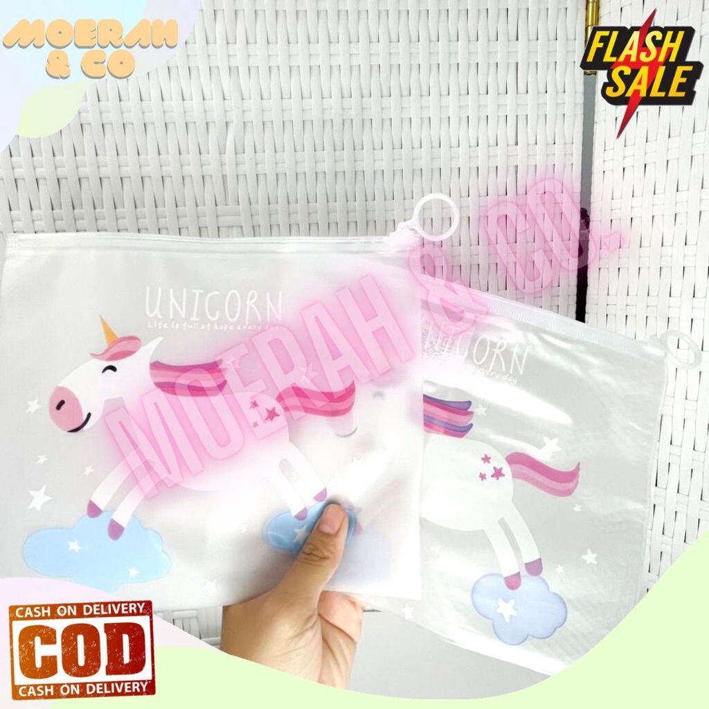 

POUCH TRANSPARANT UNICORN SERBAGUNA TEMPAT PENSIL TAS MAKEUP A5 LUCU IMUT MURAH UNIK COD