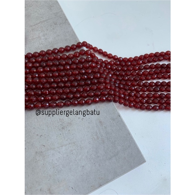 batu RED GARNET 8mm cutting bahan gelang kalung alam manao merah glossy bahan kalung gelang anting strap mask kerajinan tangan craft citayam fashion week etink vintage elegan bali manik crystal