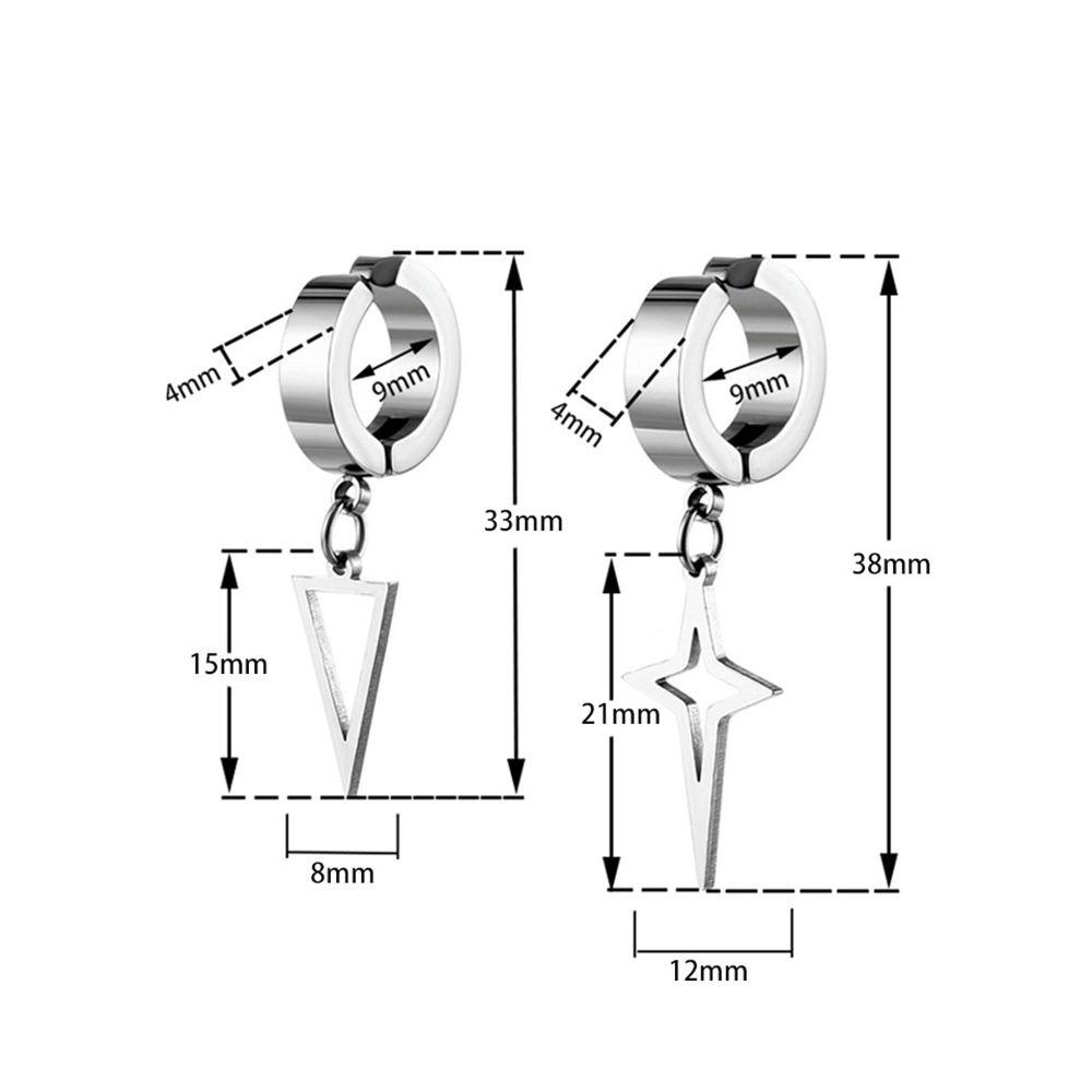 Anting Klip Tanpa Tindik Bahan Stainless Steel Bentuk Segitiga Geometris Warna-Warni Gaya Korea Untuk Wanita