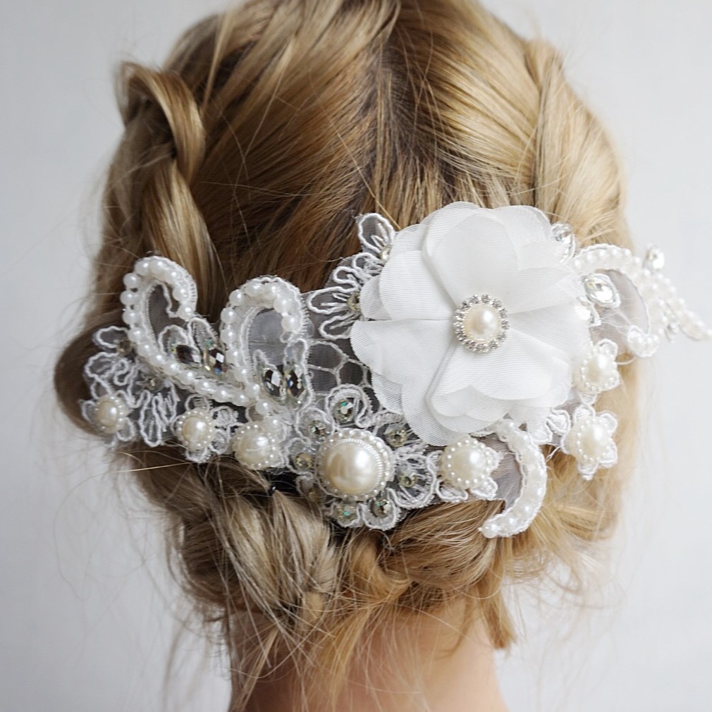 [BISA COD] HEADPIECE HAIRPIECE WEDDING AKSESORIS PENGANTIN BRIDAL PUTIH HPW008