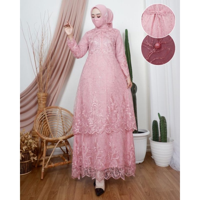 DRESS BUSUI| GAMIS TILE TINGKAT BUSUI| GAMIS PESTA MEWAH| GAMIS| GAMIS TILE| GAMIS KONDANGAN| BY BK