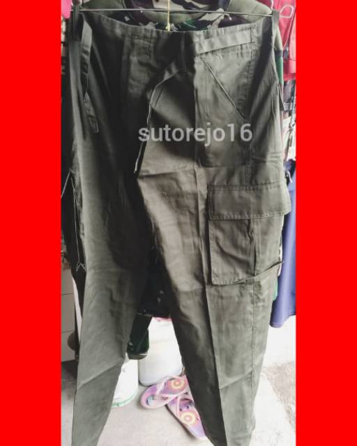 seragam baju setelan pdl lengan panjang kempol hijau lumut bahan drill satpol pp menwa