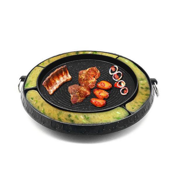 Bulgogi Pan 36CM 5 Fungsi Anti Lengket 4 Tempat Bumbu Pemanggang Grill Panggangan Korea Non Stick