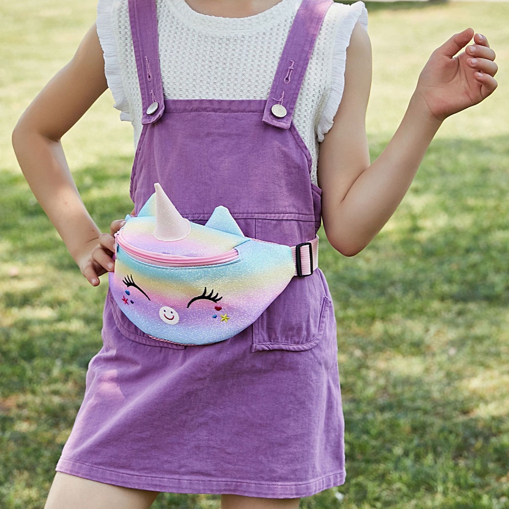 Tas pinggang Glitter unicorn TU055 anak perempuan sd tk waist bag