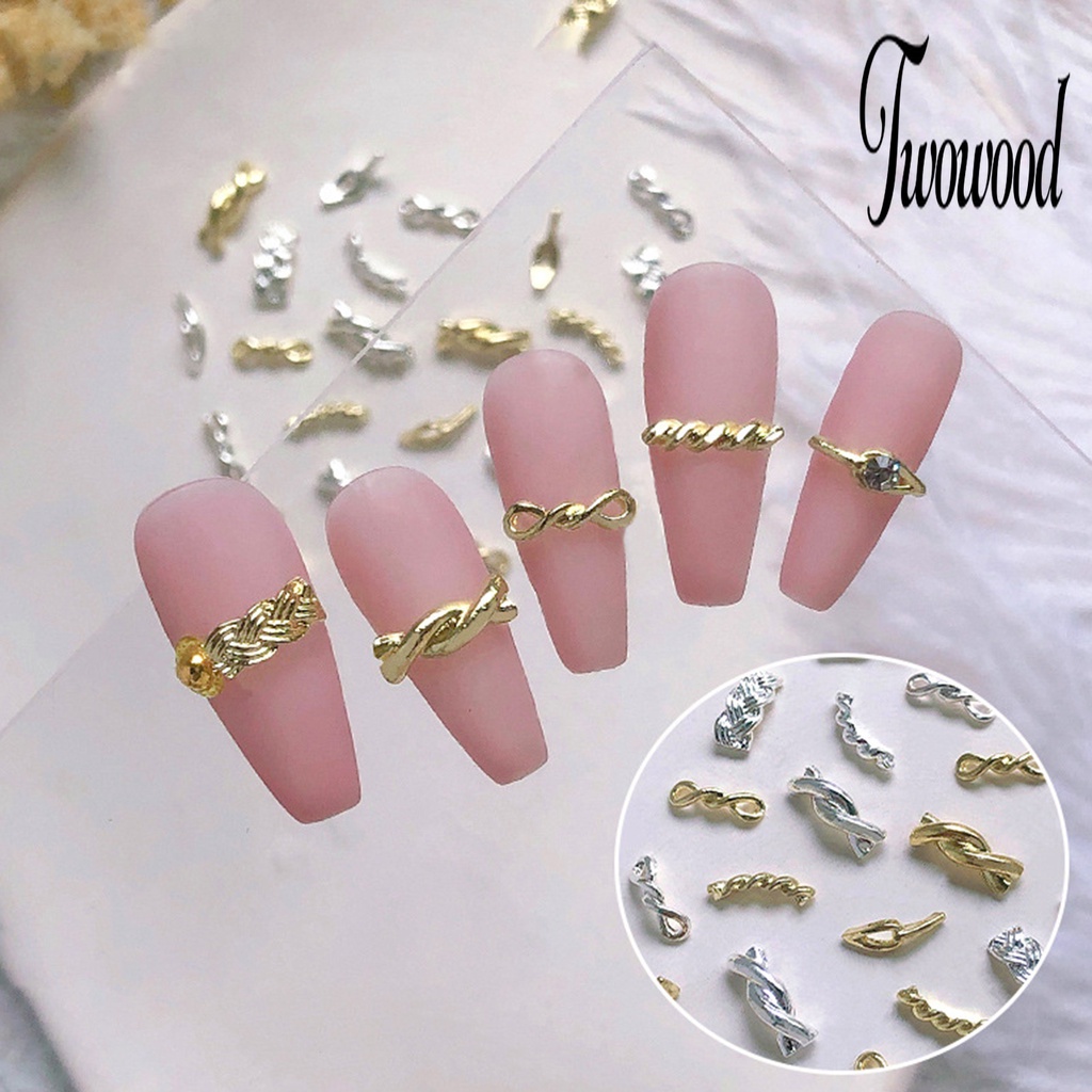 20 Pcs Dekorasi Kuku 3D Bahan Alloy Anti Karat Untuk Manicure