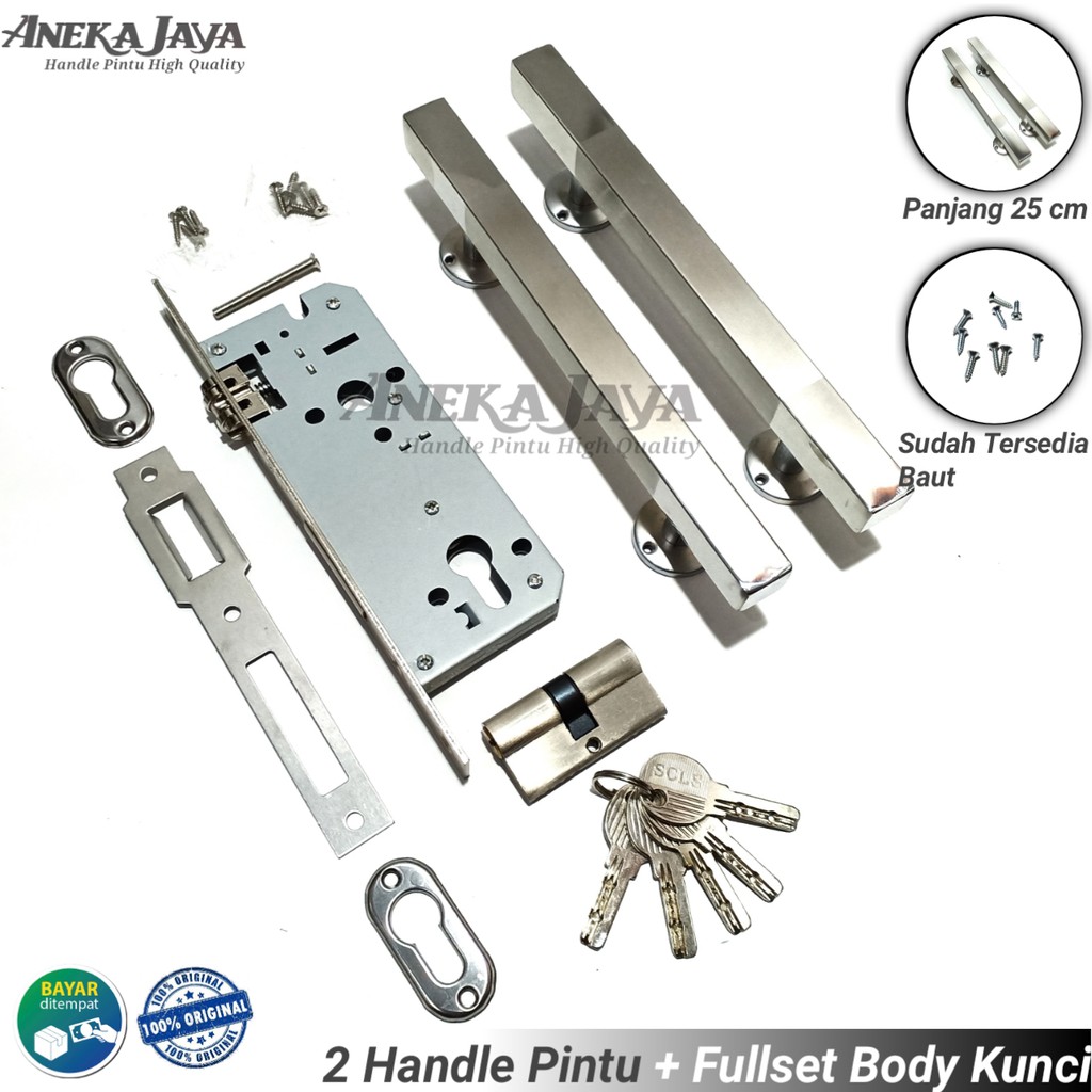 Satu set handle kunci pintu rumah 25 cm murah minimalis tarikan pintu stainless gagang pintu terbaru