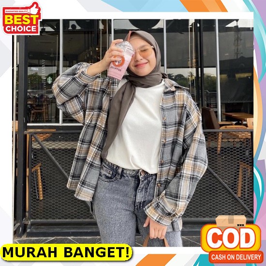 Aiden Blouse Kemeja Wanita Casual Kemeja Korean Style Wanita Kemeja Two Tone Bluse Wanita Lengan Pan