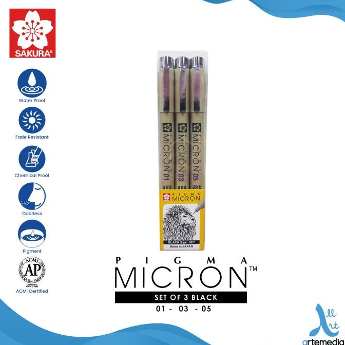 

Drawing Pen Sakura Pigma Micron Set 3 Pigment Ink Pulpen Gambar