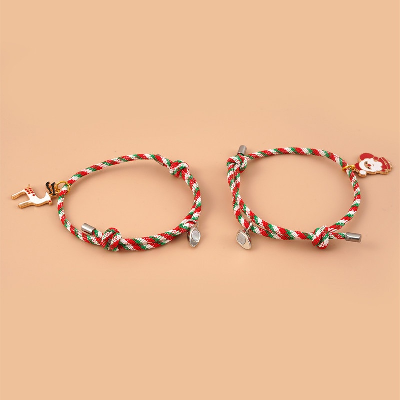 2 Pcs Beberapa Magnet Gelang Menarik Santa Claus Kreatif Adjustable Pesona Gelang Cinta Hadiah Natal