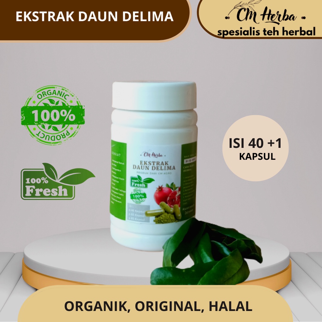 

OBAT HERBAL EKSTRAK DAUN DELIMA MURNI, ORIGINAL, ORGANIK ISI 40 BONUS 1