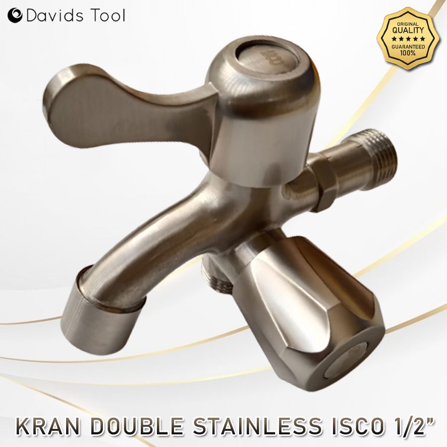 Kran Cabang Double Shower Sower Keran Dobel Stainless Isco 1/2 Inch