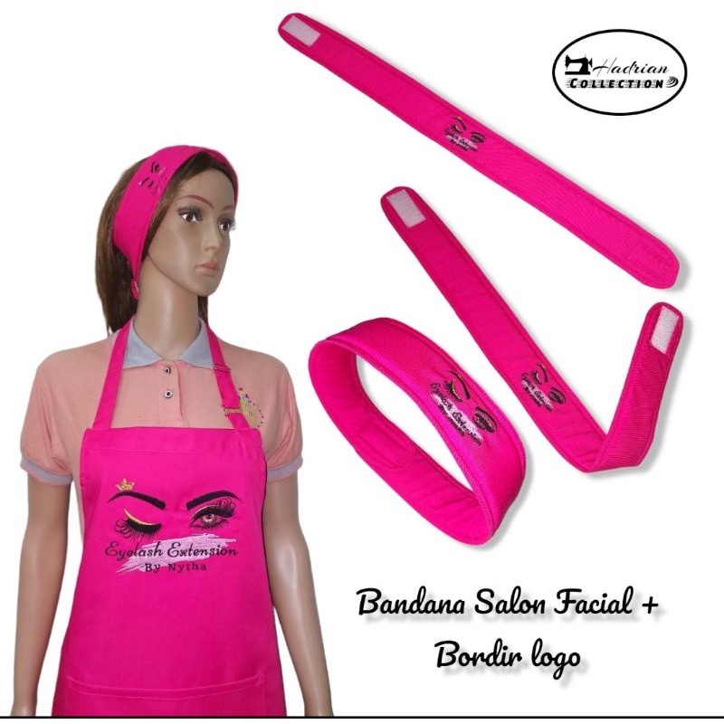 Celemek Apron Salon Cuztom pink Celemek Spa Celemek massage Celemek kecantikan free bordir logo salon