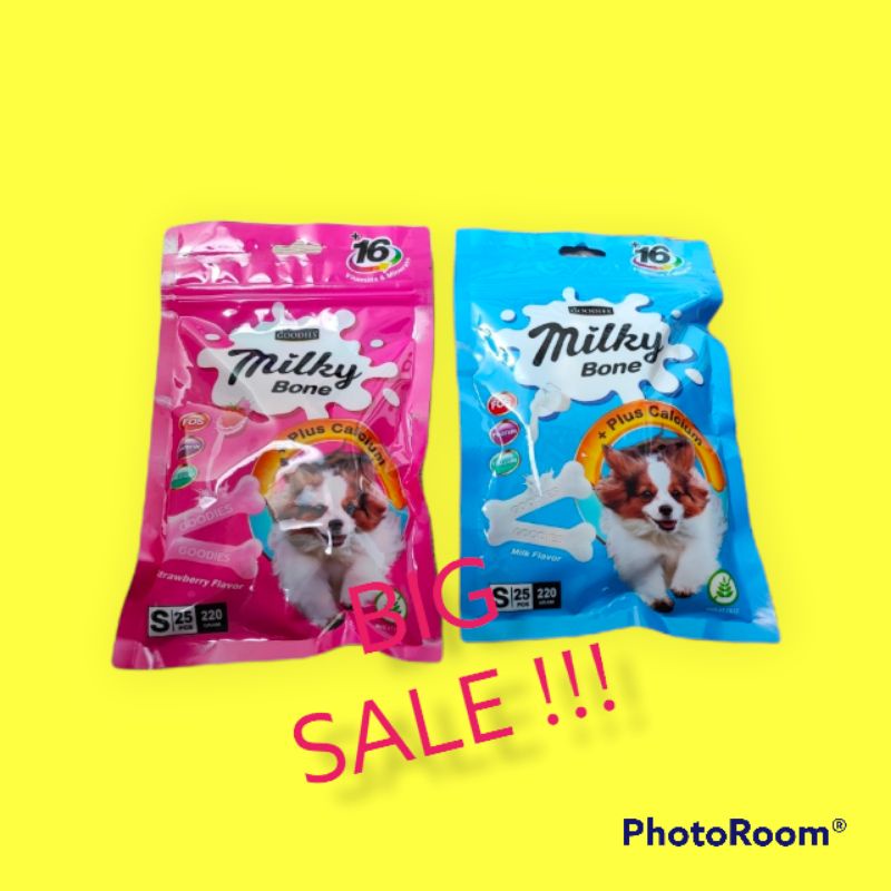 goodies milky bone calcium Snack dog all varian isi 25pc