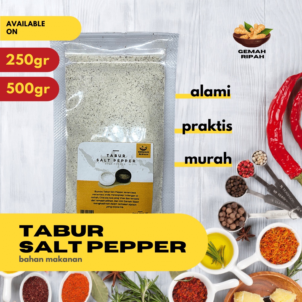 

Tabur Salt Pepper 250gram 500gram 1kg Bumbu Tabur Salt Pepper Premium Garam Lada Hitam Bumbu Masak Penyedap Rasa Bubuk Non Msg Jajanan Bumbu Tabur Aneka Rasa Bumbu Dapur Bumbu Steak Daging Shabu Steamboat Enak Murah Sedap Special Serbaguna