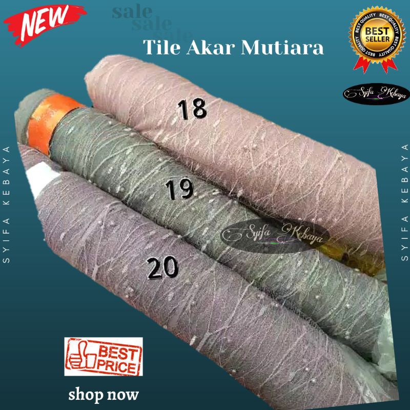 Kain tile akar mutiara. Kain brokat mutiara. Tile mutiara. Kain tile akar. Kain brukat. Tulle akar