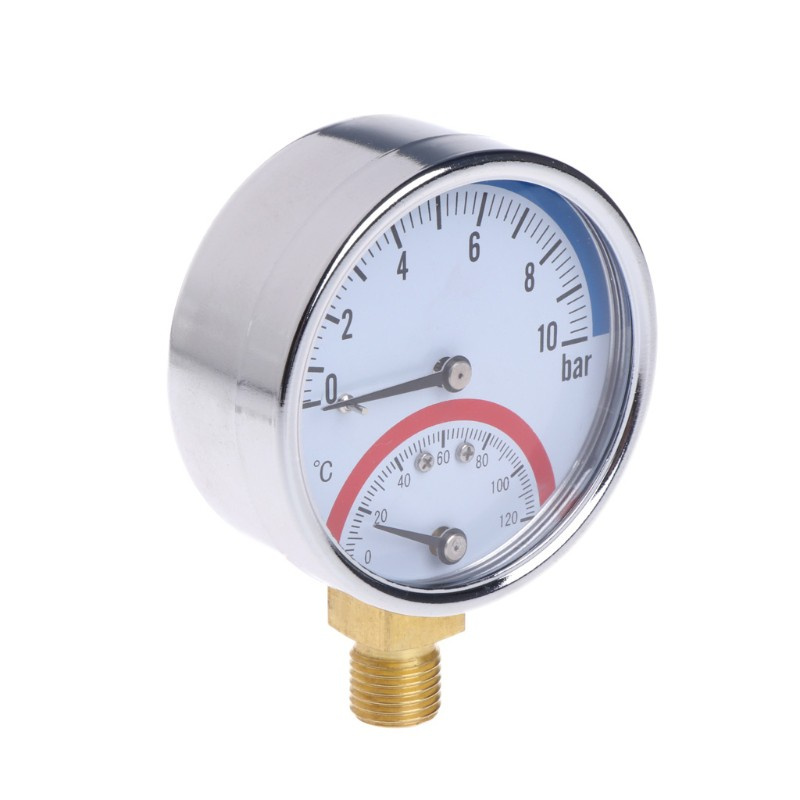 CRE  10 Bar Temperature Pressure Gauge Meter G1/4 Thread 2 in1 Thermometer Monitor