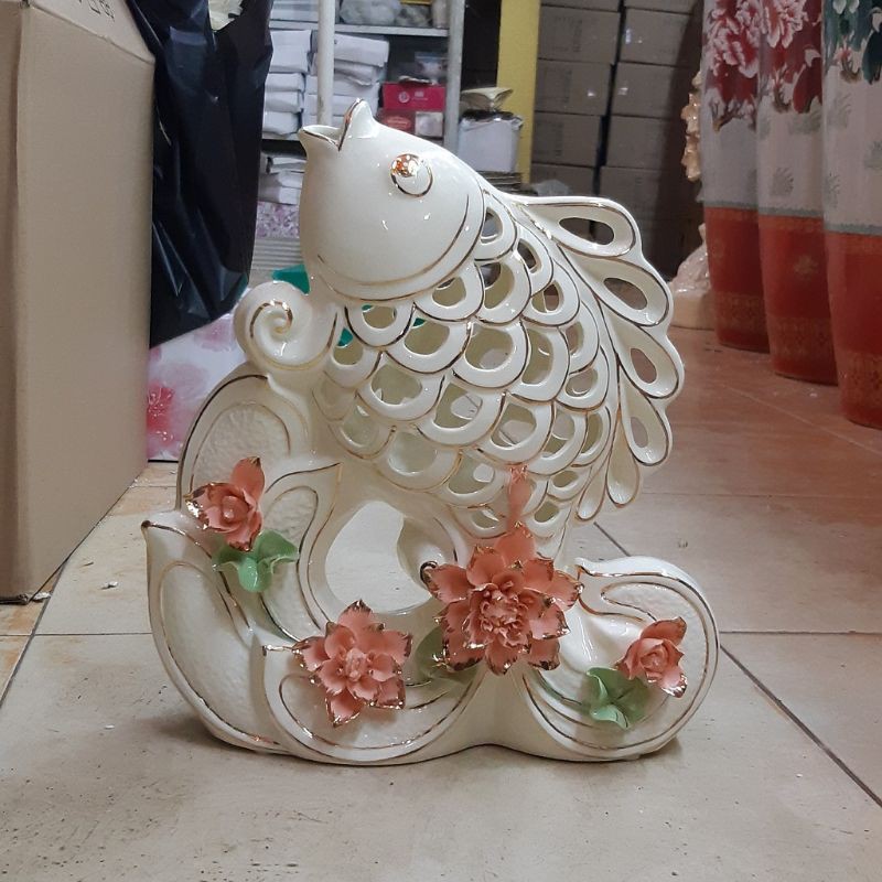 Pajangan ikan italy Jual pajangan keramik import Jual pajangan lemari kaca Patung ikan keramik