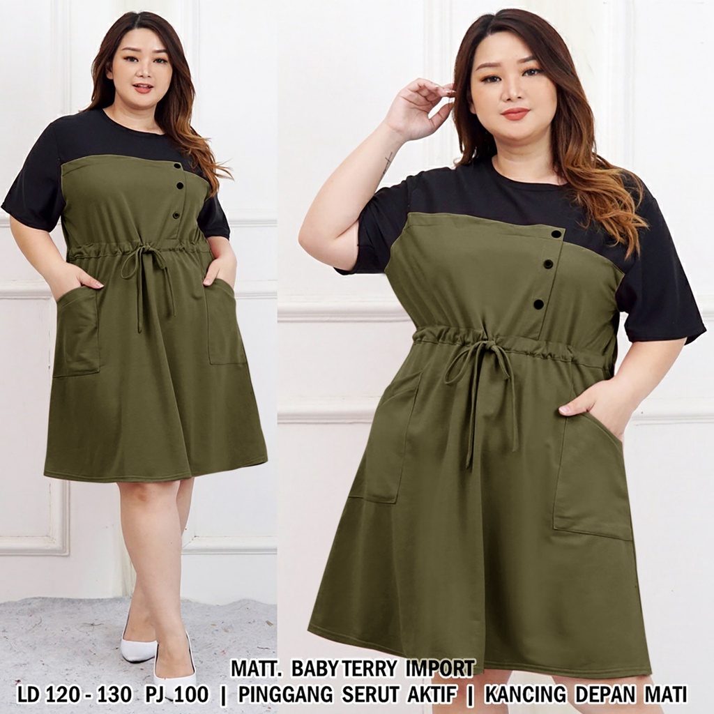 WSE390 - Dress Anisa JUMBO 3XL BIG SIZE UK Fit L To XXXL LD 120 - 130 CM PJ 100 CM PREMIUM QUALITY