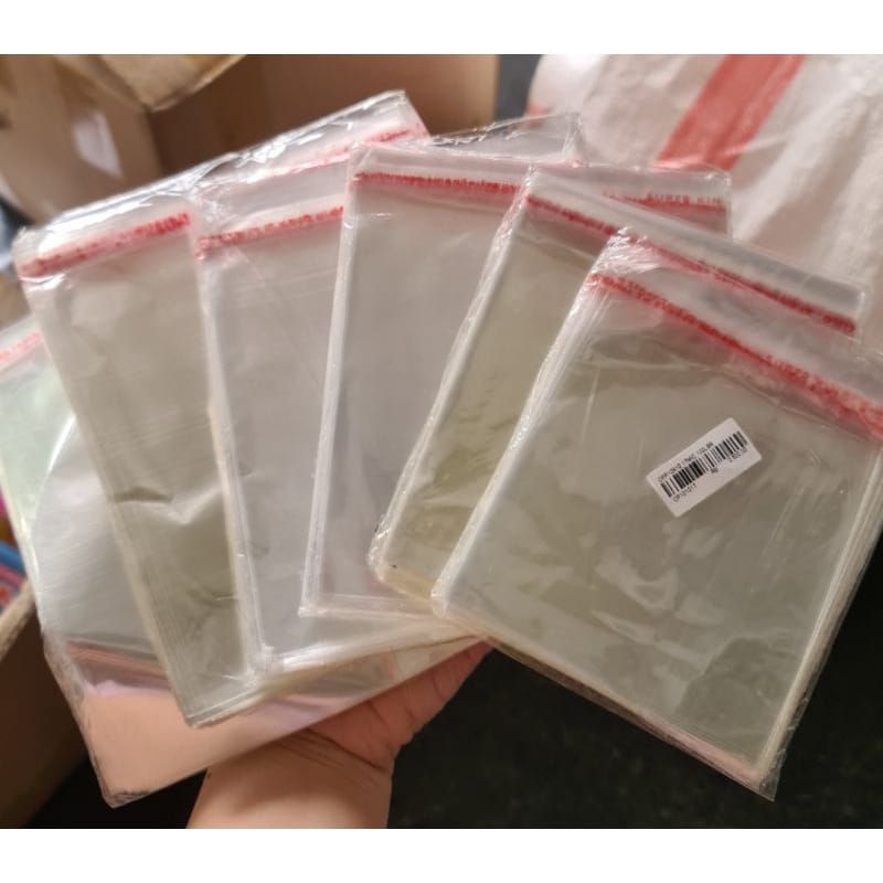 Plastik OPP 10x10 11x11 12x12 13x13 14x14 15x15 Seal Bening isi 100 lembar / Plastik Lem Rekat Roti Souvenir Cookies