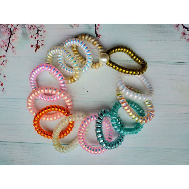 1 pcs ikat rambut spiral besar warna doff