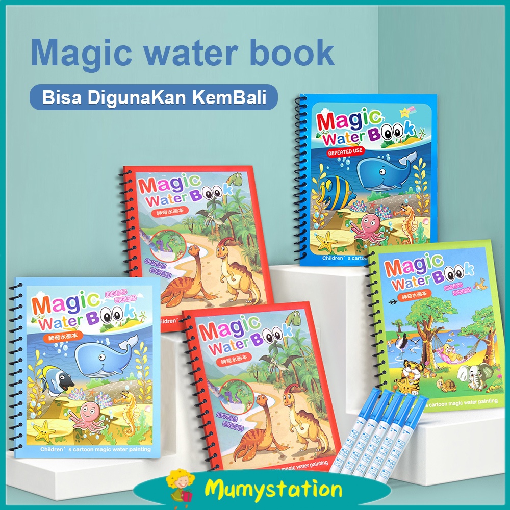 Mumystation Magic Water Book / buku mewarnai /Buku mewarnai water doodle