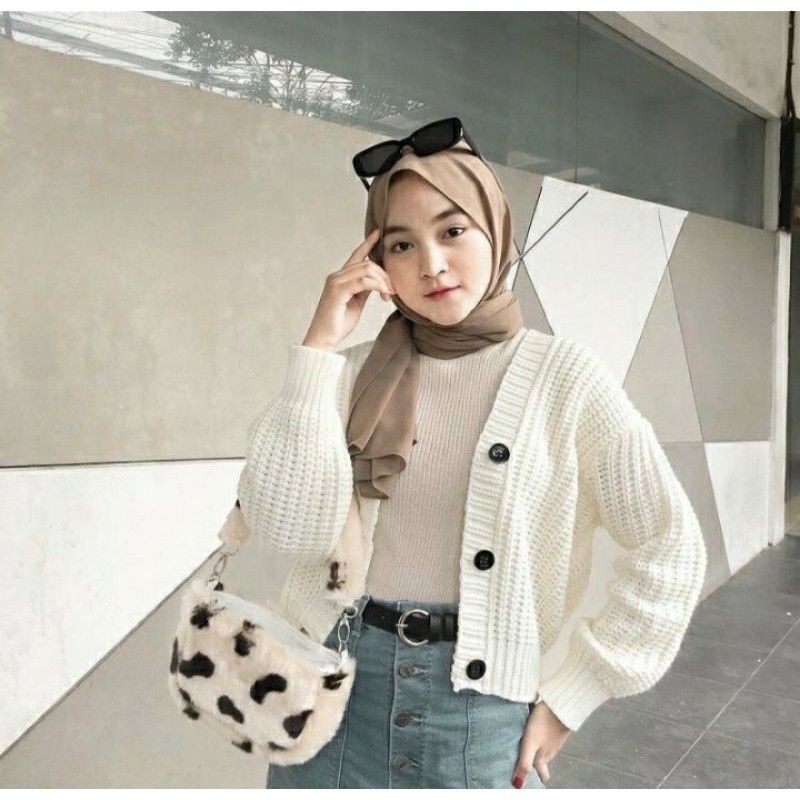Eireen Premium Cardigan | Kardigan Premium Rajut Wanita | Olivia-Broken white