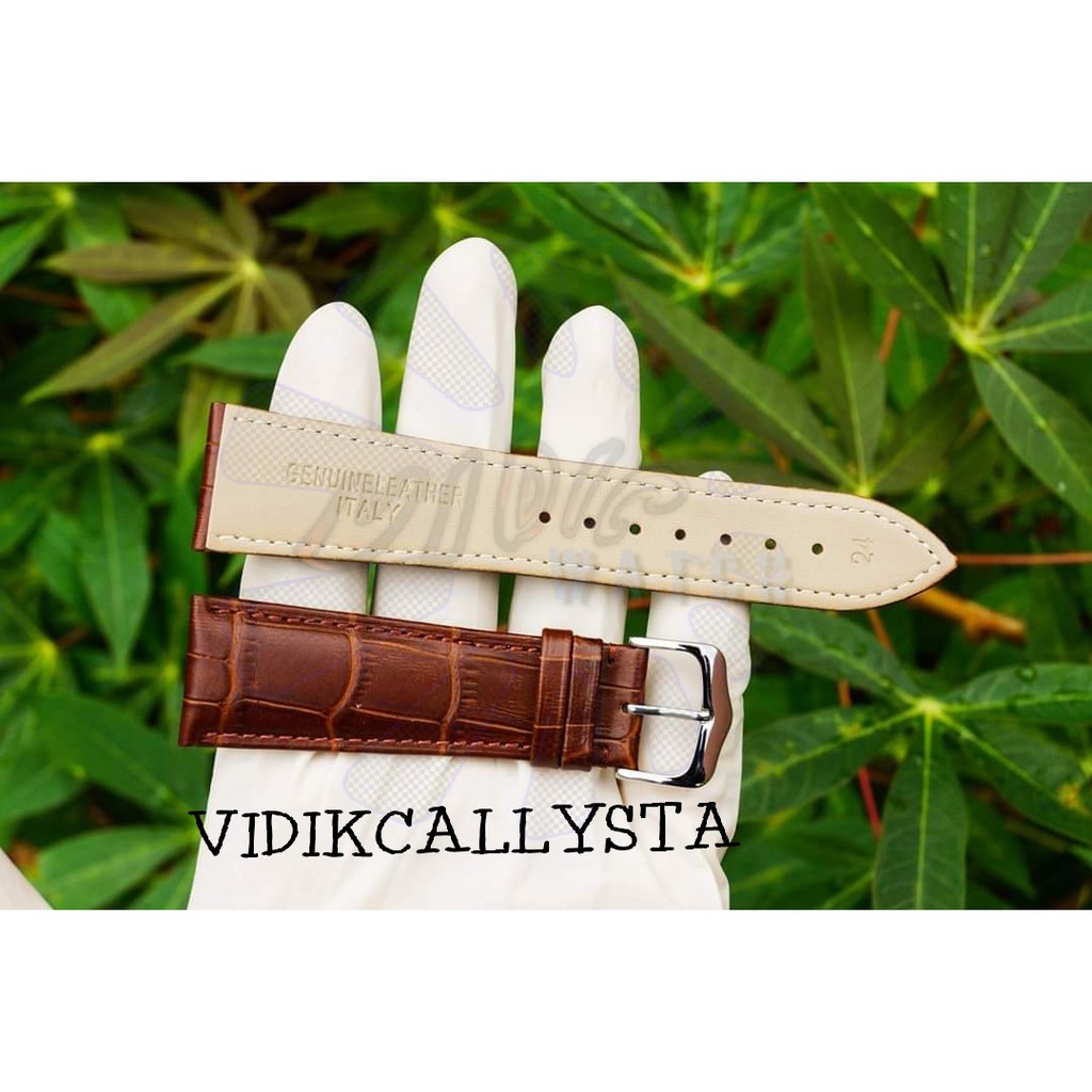 Strap tali jam tangan kulit genuine leather berkualitas 22 24 22mm 24mm