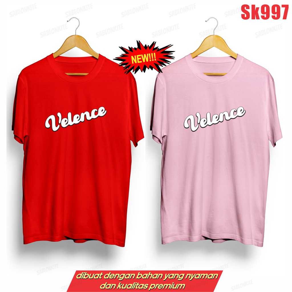 MURAH!!! KAOS VELEN TULISAN SAMBUNG SK997 ADA 8 WARNA UNISEX UNOFF 30S